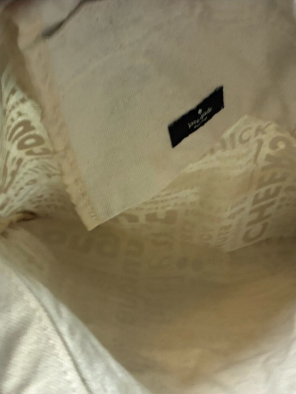 Kate Spade NWOT Canvas Newspaper Print Canvas Tote Bag in White and Black - Picture 3 of 4